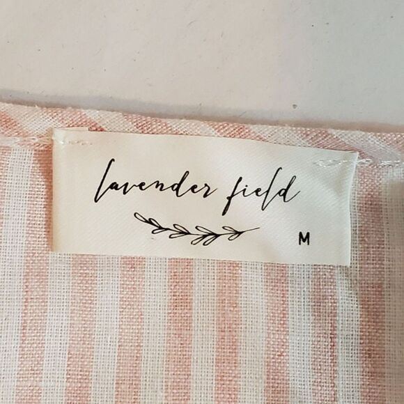 Lavender Field Women’s Cotton Top M Pink White Casual Boho V Neck Bell Sleeve - Picture 6 of 9